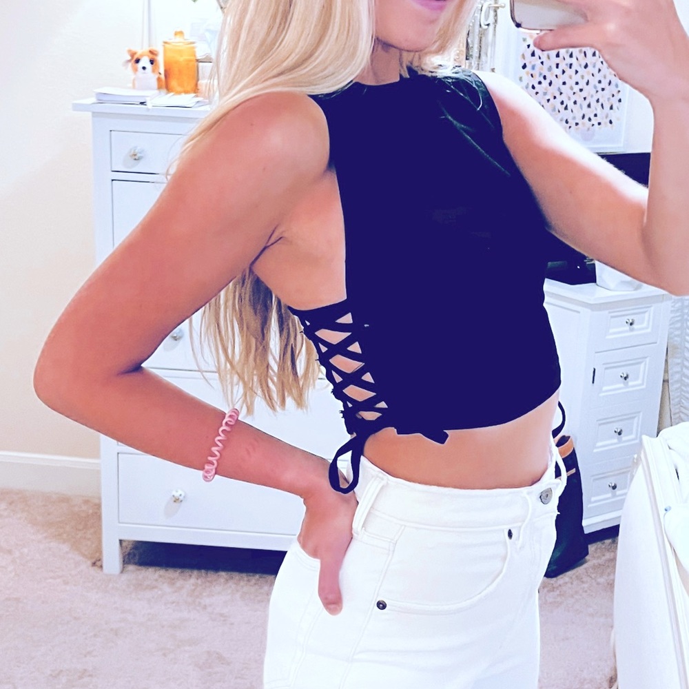 **SOLD** Urban Outfitters black crop top with lace up on the sides
